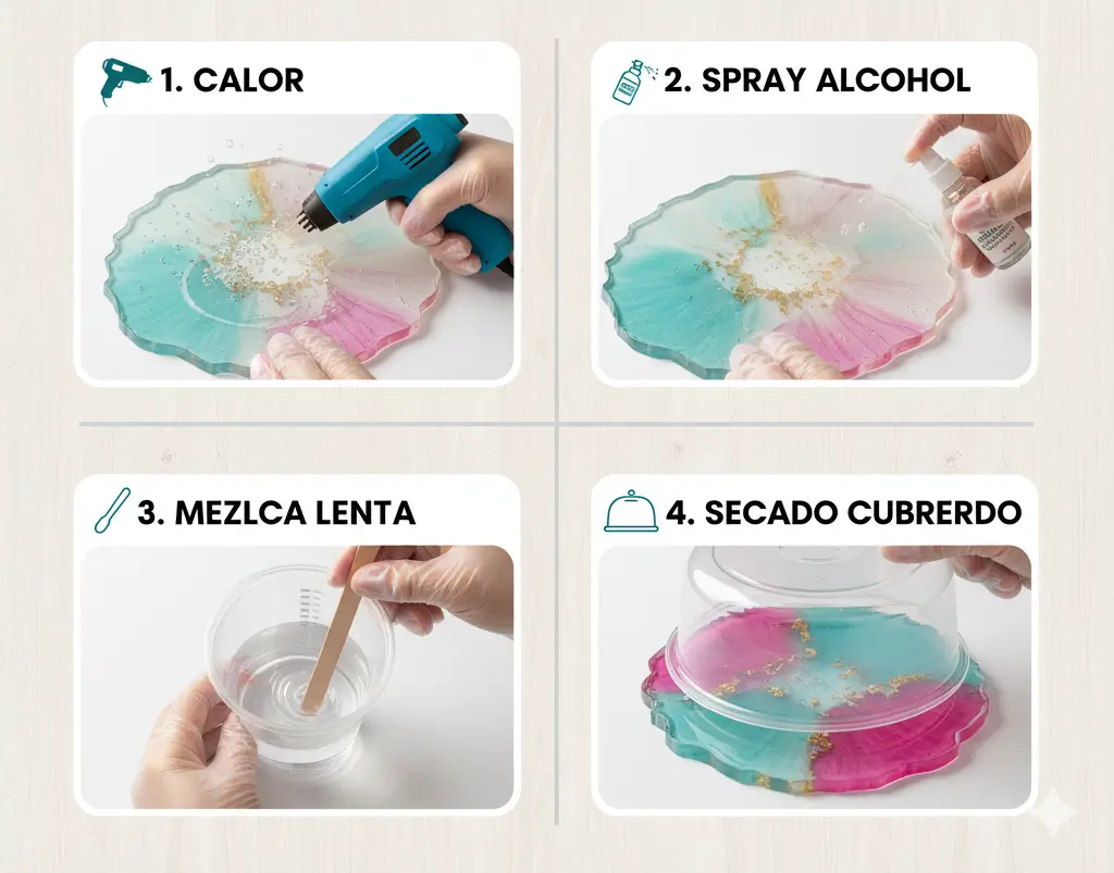 Consejos y técnicas para eliminar burbujas de aire de la resina epoxi